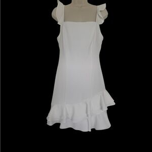 BCBGeneration White Ruffled Sundress with Square Neck | Sz 8